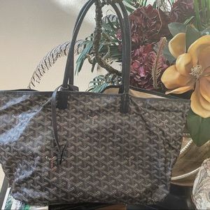 Authentic Goyard St. Louis Black/Brown Chevron Print Tote